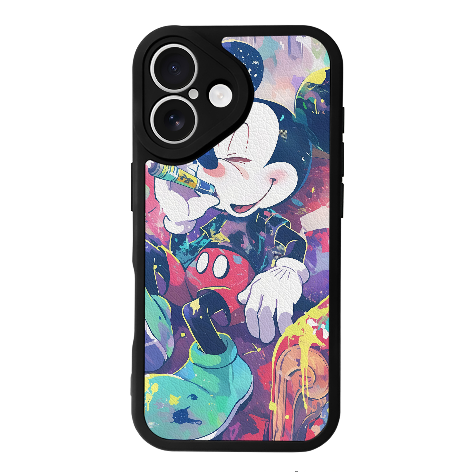 （画像用） ミッキーマウス Mickey Mouse 【iPhone 16シリーズ対応】シリコンスマホケース（レザー調） 材質：シリコン